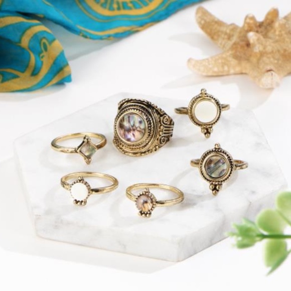 NEW 6pc vintage gold ring set - Picture 3 of 7